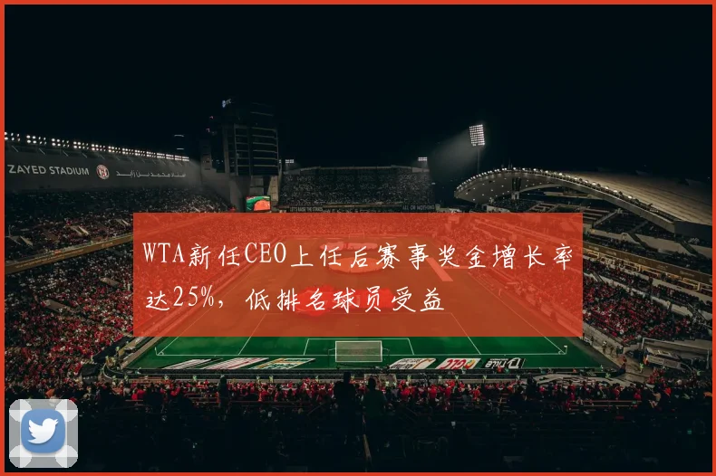 WTA新任CEO上任后赛事奖金增长率达25%，低排名球员受益